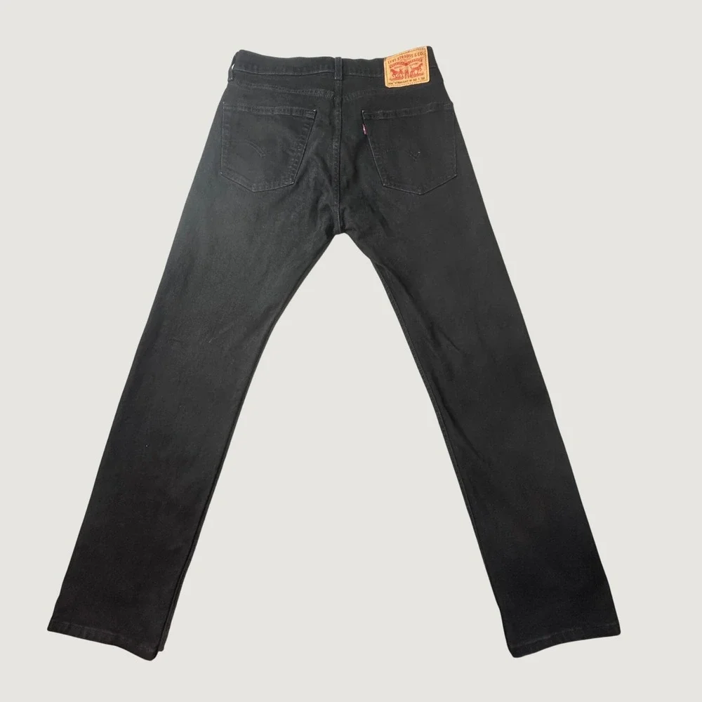 Levi's 506 Jeans Mens 32x32 (32x30) Black Straight Leg Stretch Dark Wash Denim